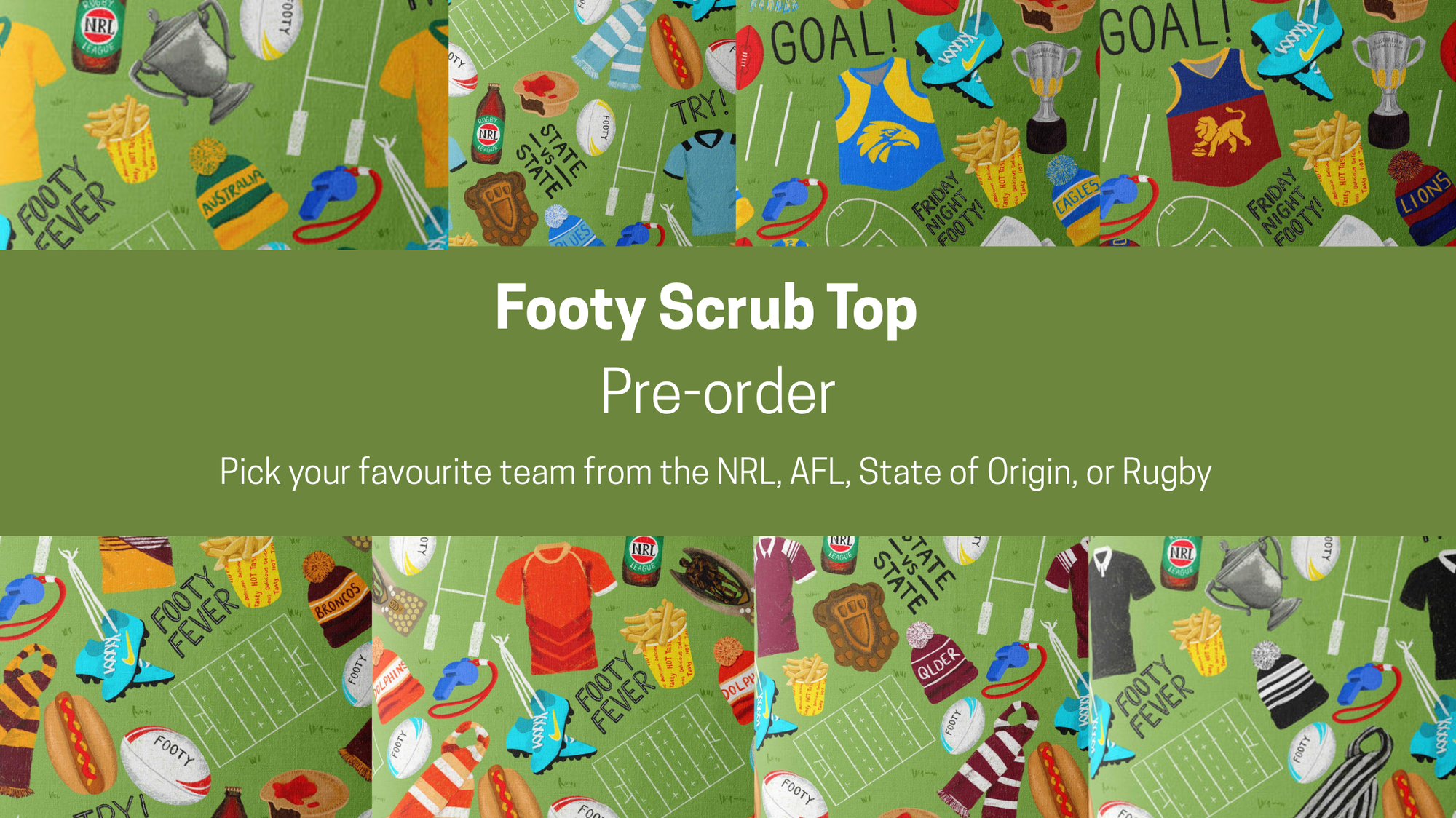 Footy scrub tops (pre-order)