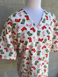 Christmas stockings scrub top