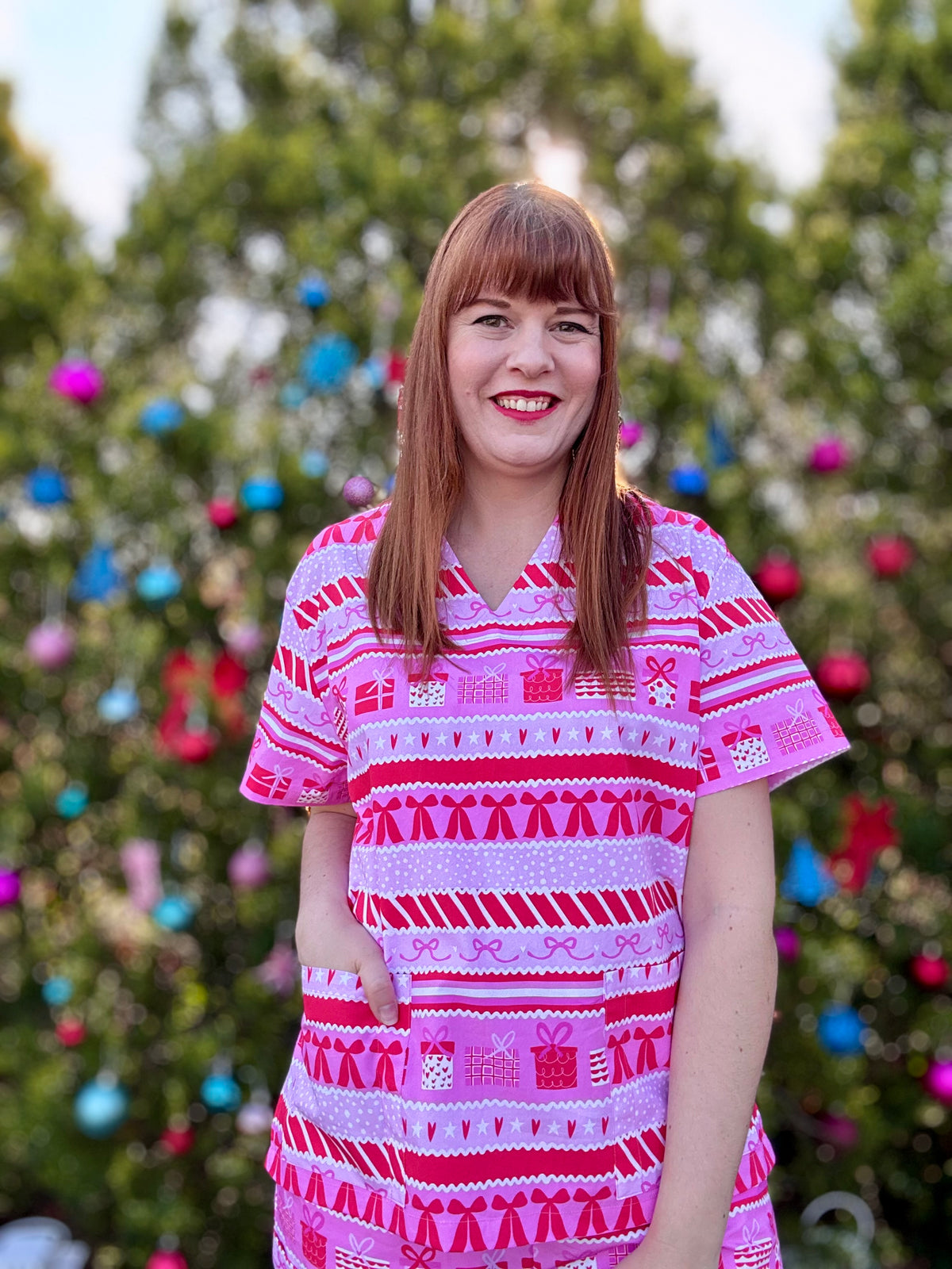Wrapped in Ribbons scrub top