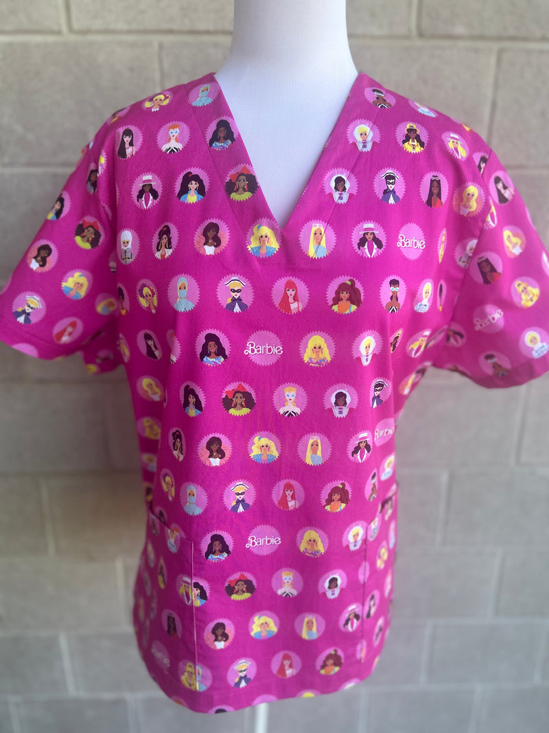 Pink Barbie World Scrub Top