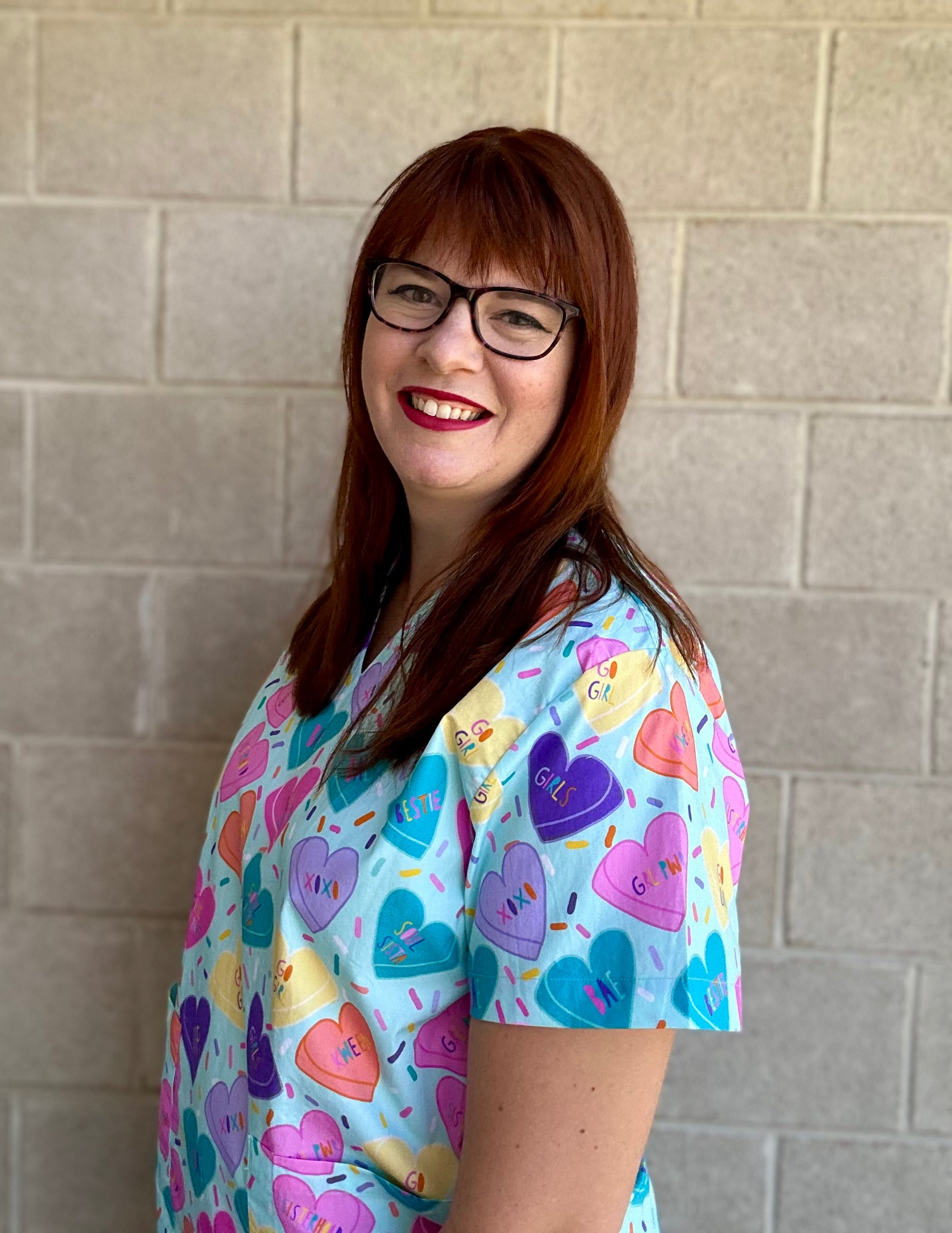 Galentines candy scrub top