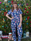 Gingerbread village scrub top