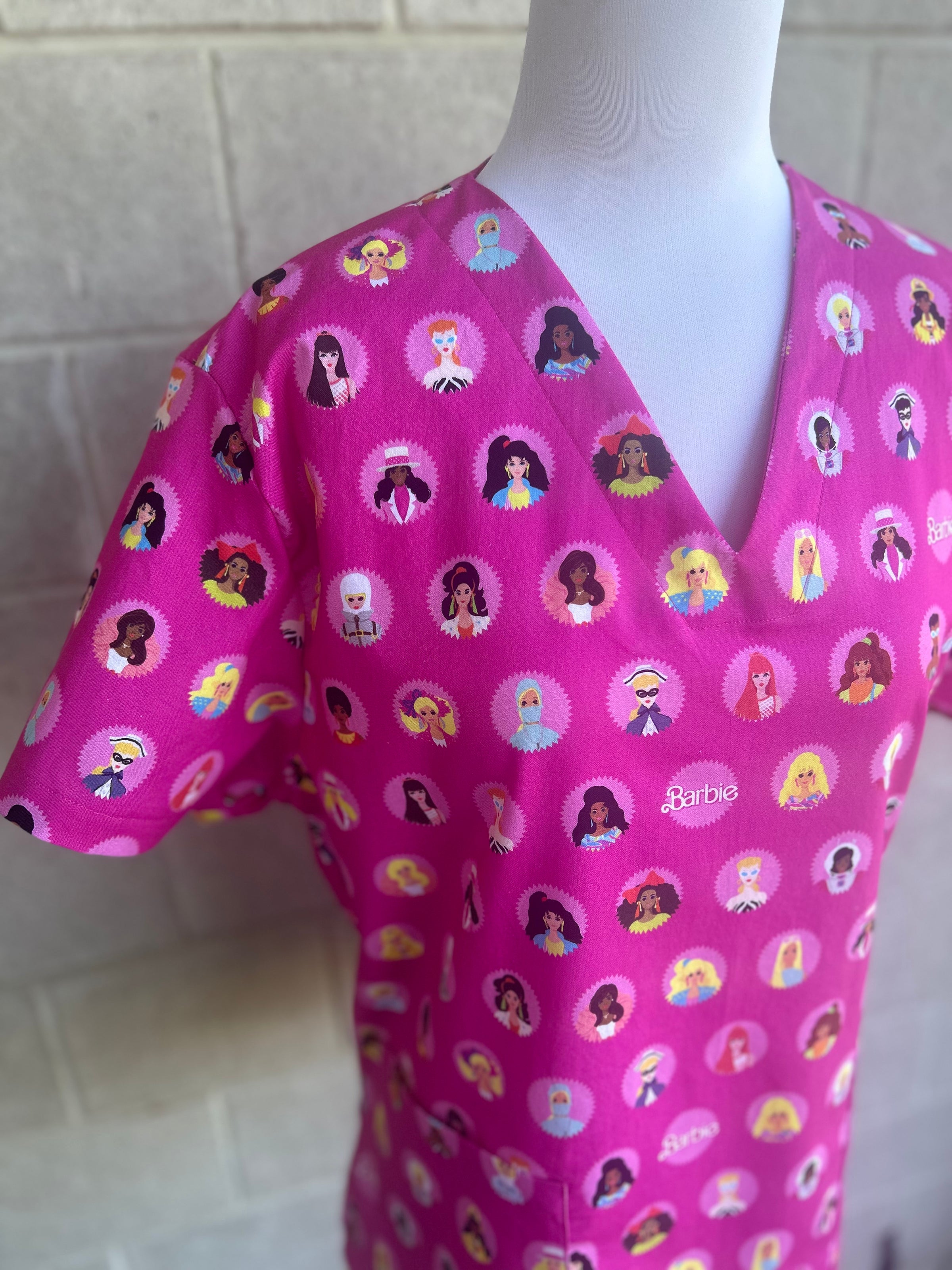 Pink Barbie World Scrub Top