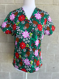 Christmas florals scrub top (Ready made)