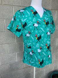Christmas Bin Chicken and Bush Turkey Scrub Top