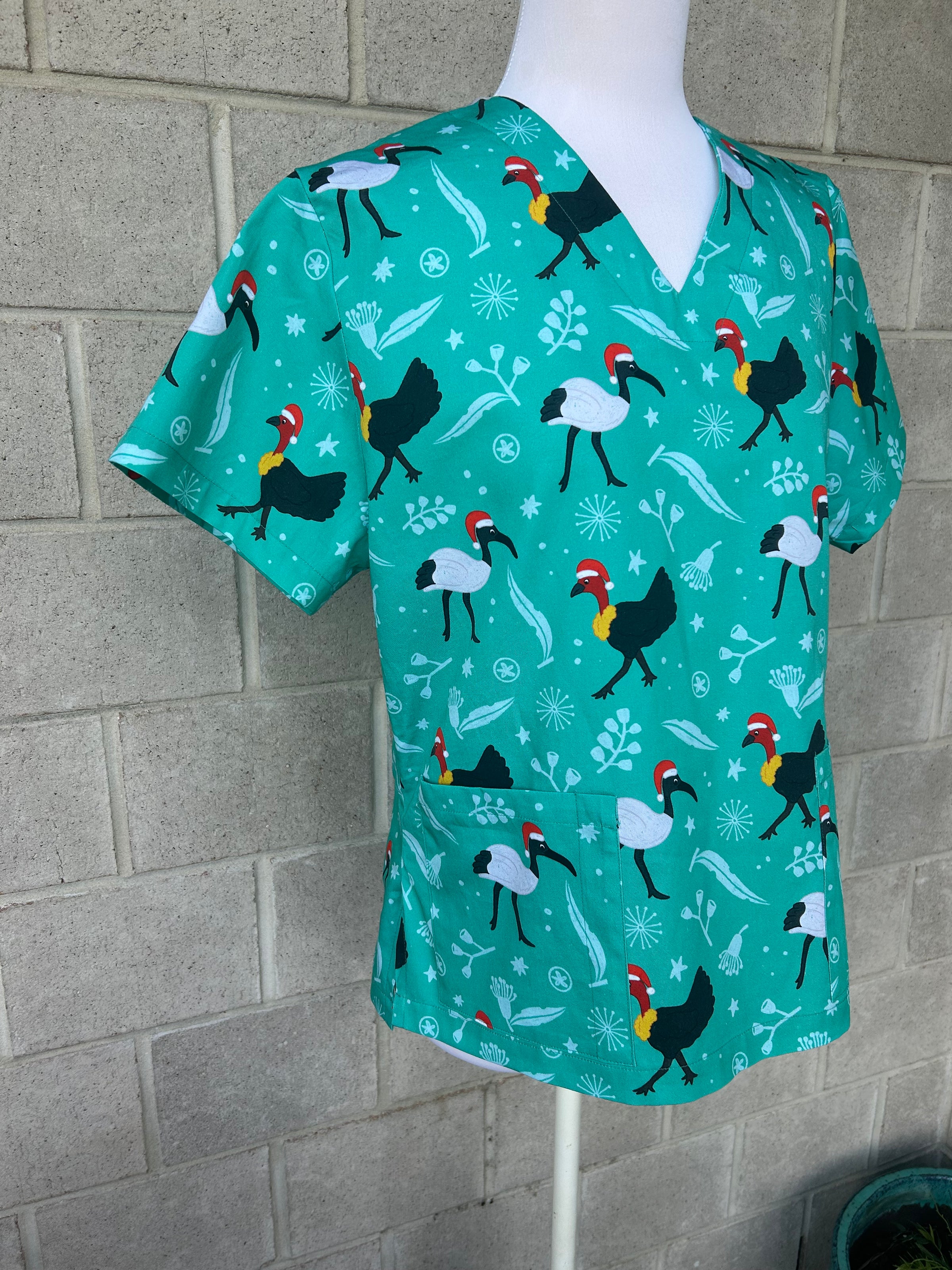 Christmas Bin Chicken and Bush Turkey Scrub Top