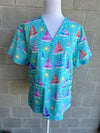 Sail Away scrub top (Ready made) Size Medium