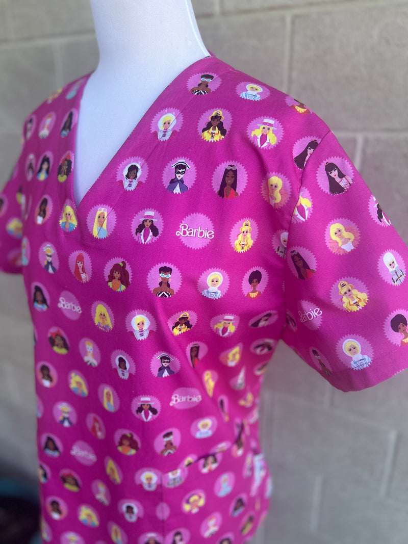 Pink Barbie World Scrub Top