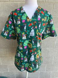 Christmas Dogs Scrub Top