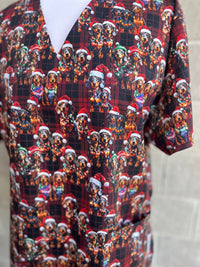 Christmas Dachshund scrub top