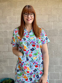 Aussie Christmas Animals Scrub Top (Pre-order)