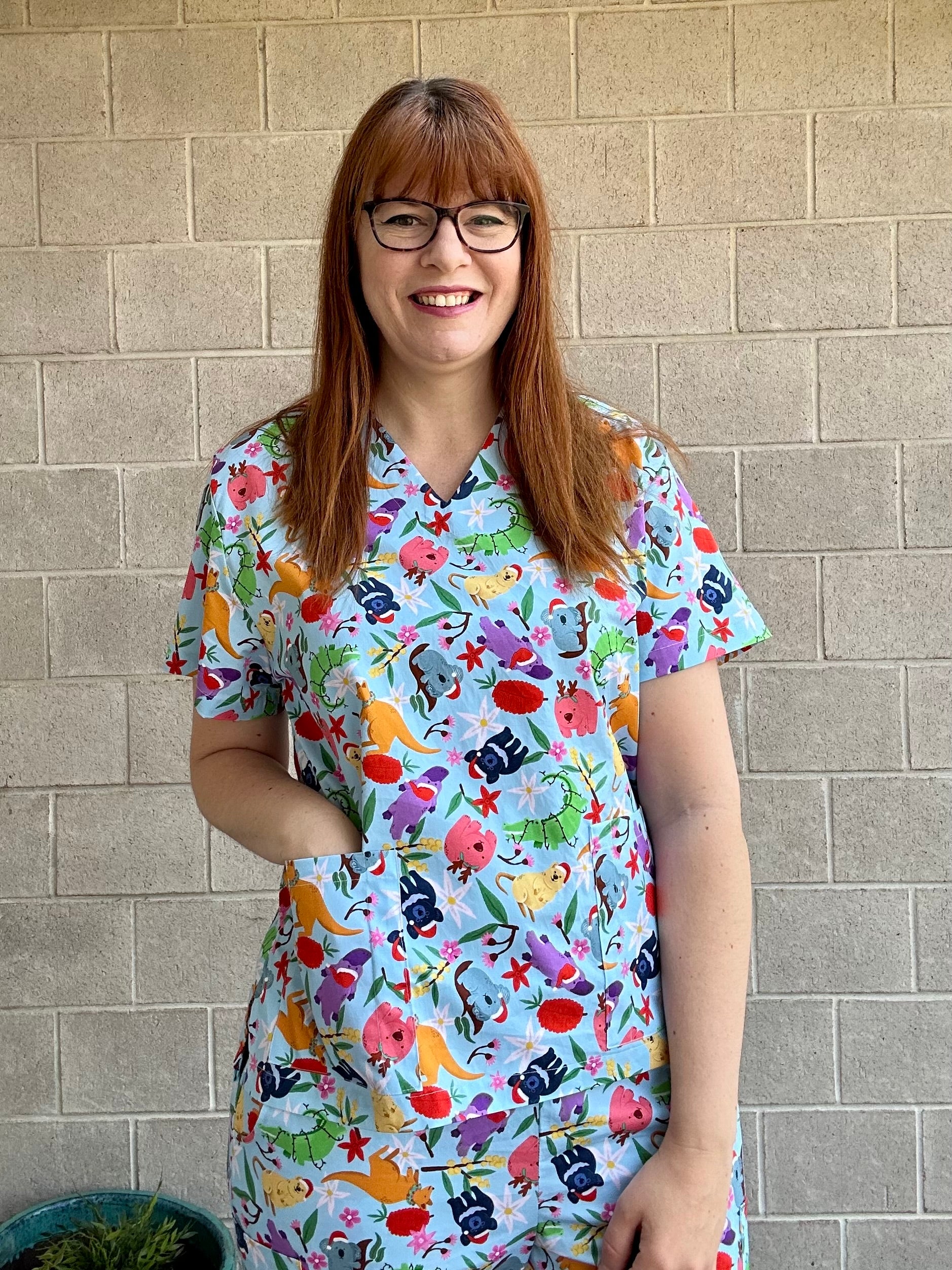 Aussie Christmas Animals Scrub Top (Pre-order)