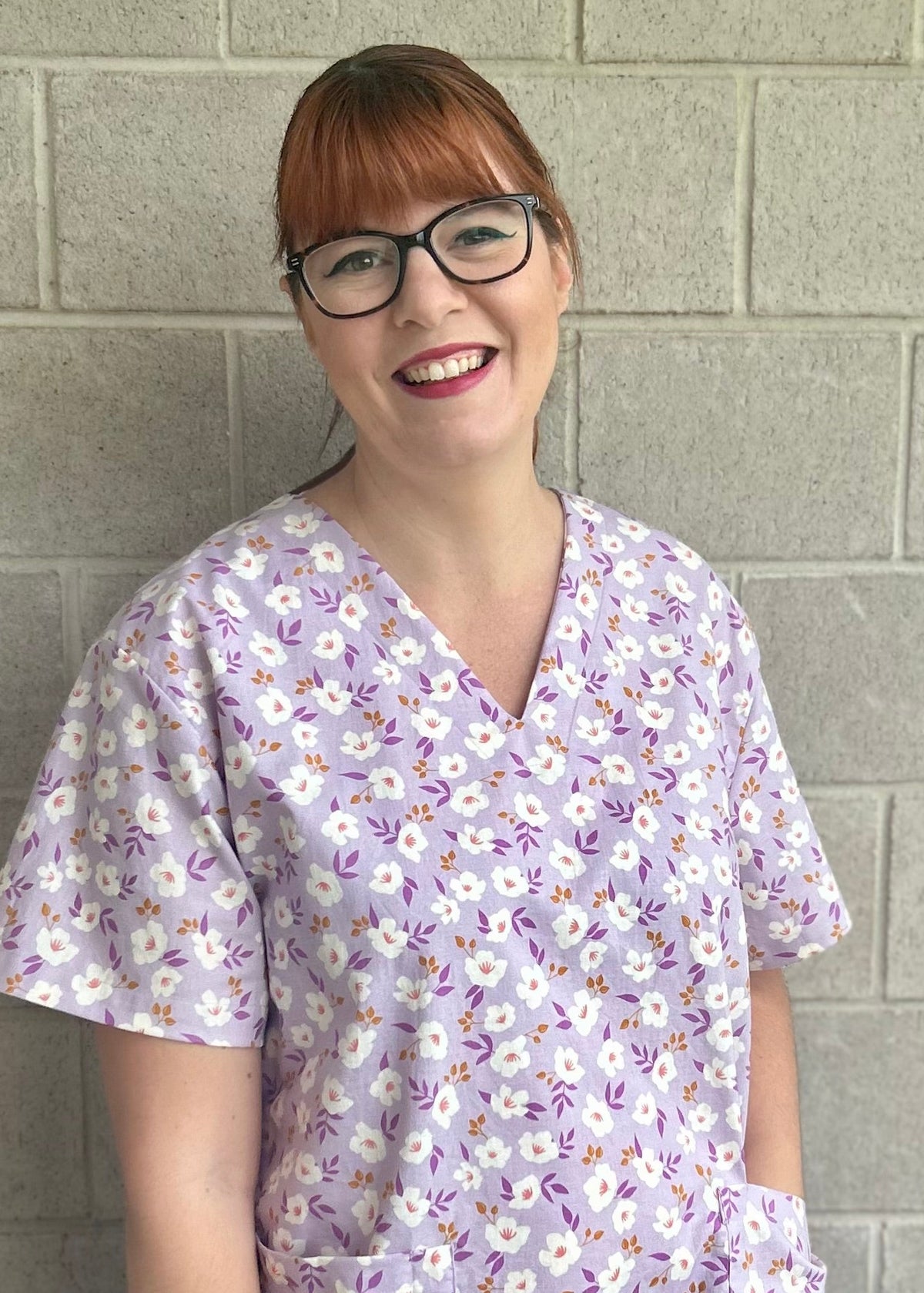 Lilac floral Scrub top