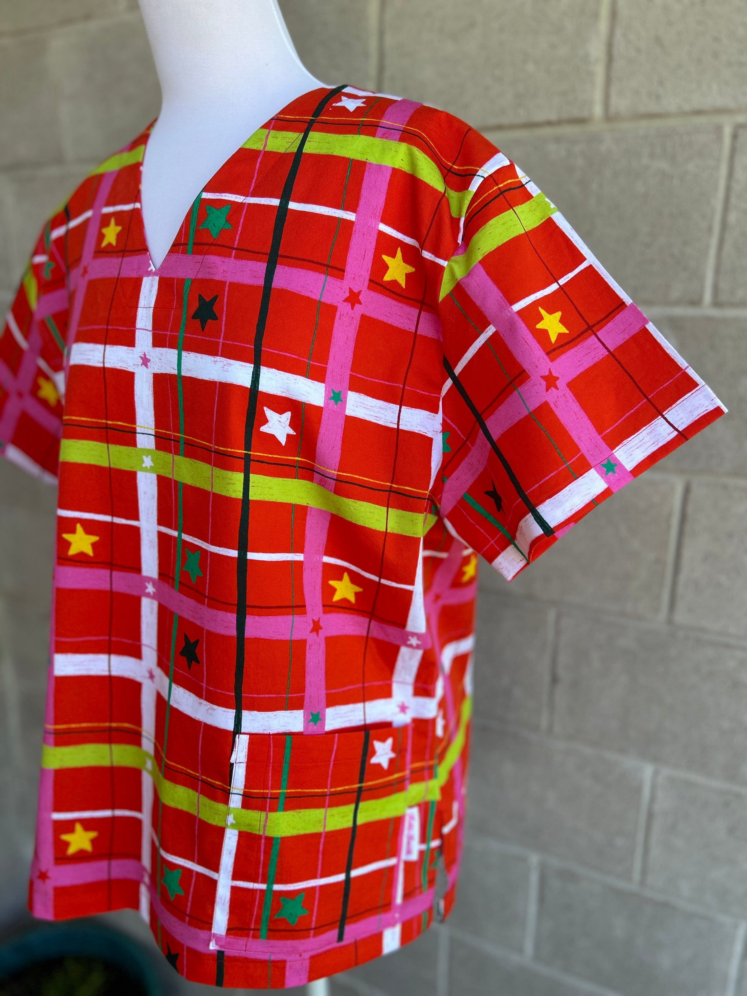 Christmas stars Plaid Scrub Set (Pre-order)
