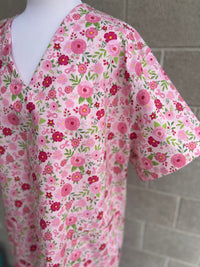 Strength in pink floral scrub top (2 colour options)