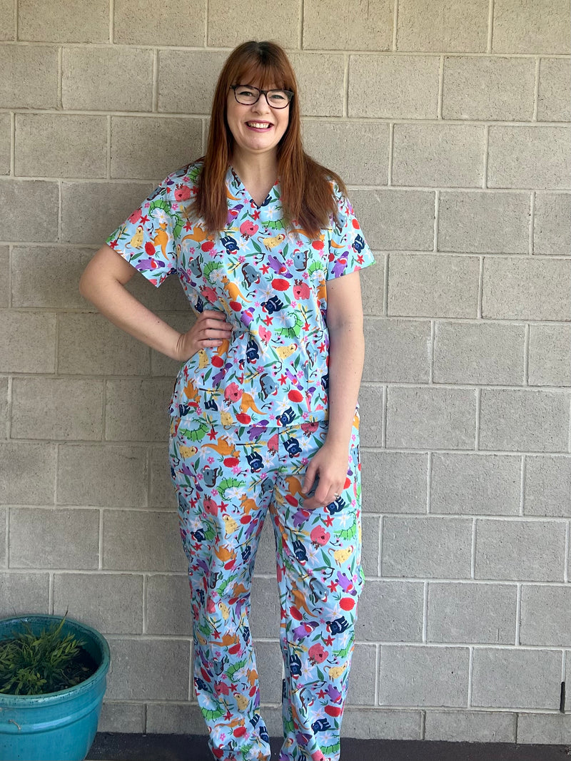 Aussie Christmas Animals scrub Set