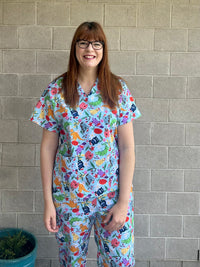 Aussie Christmas Animals Scrub Top