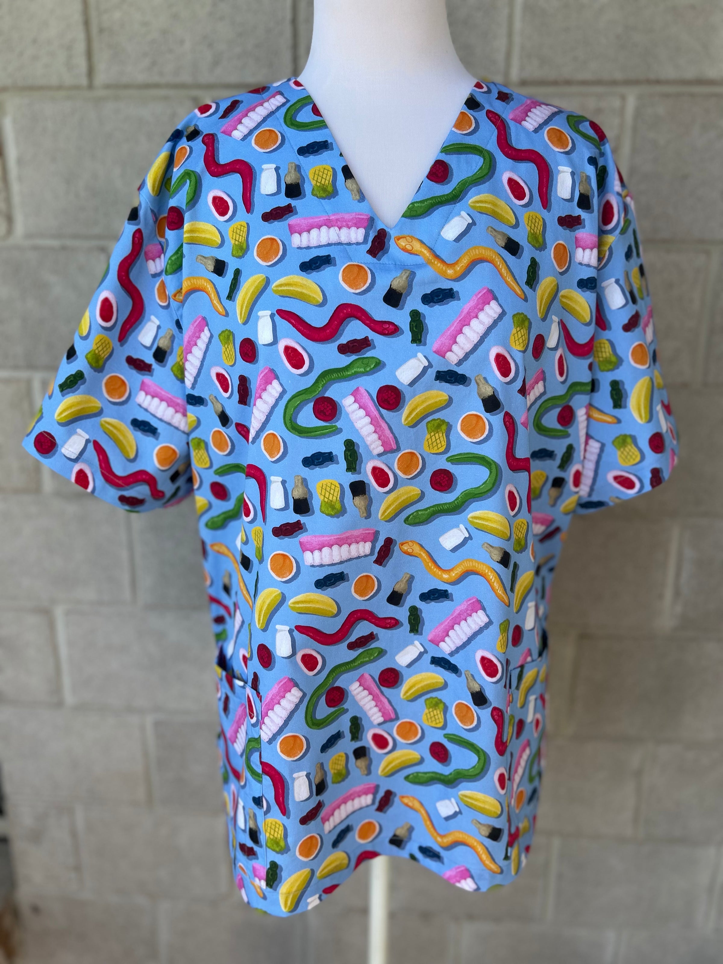 Party mix blue Scrub Top (Pre-order)