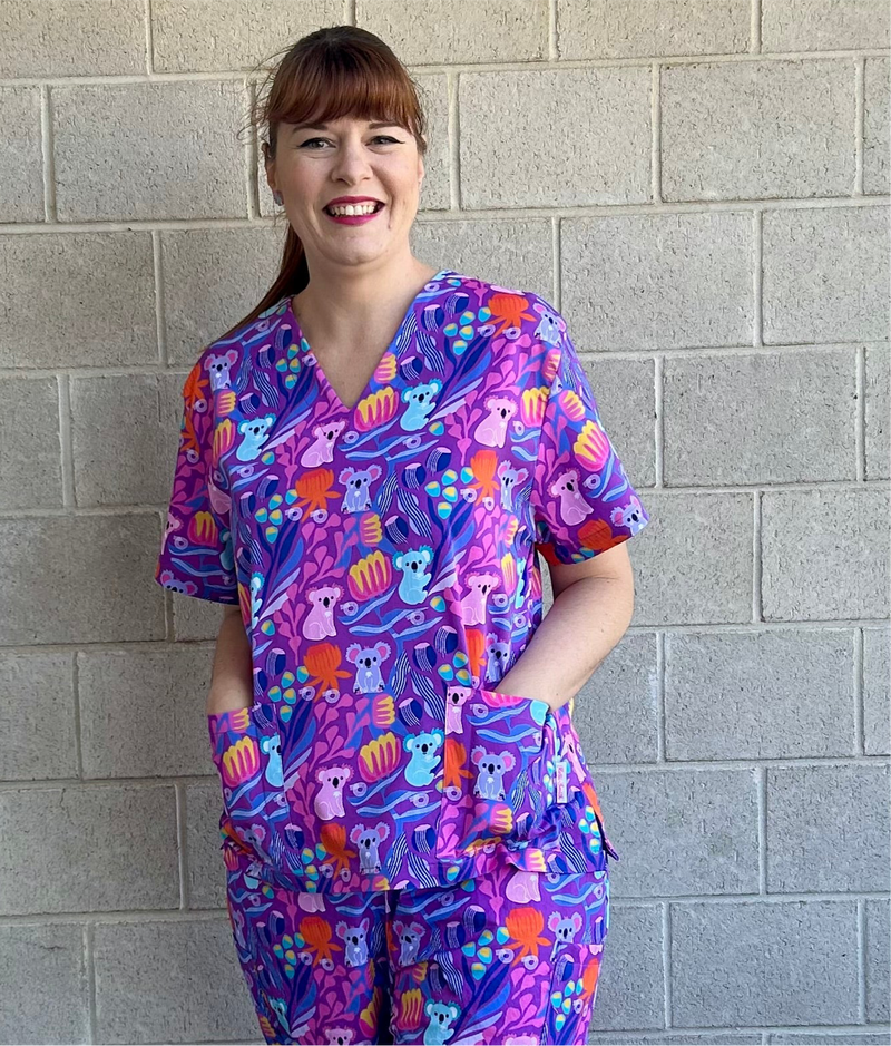 Koala Dancer Scrub Top (one left: size XS or S only)
