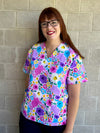 Spring bunnies scrub top (Ready made)