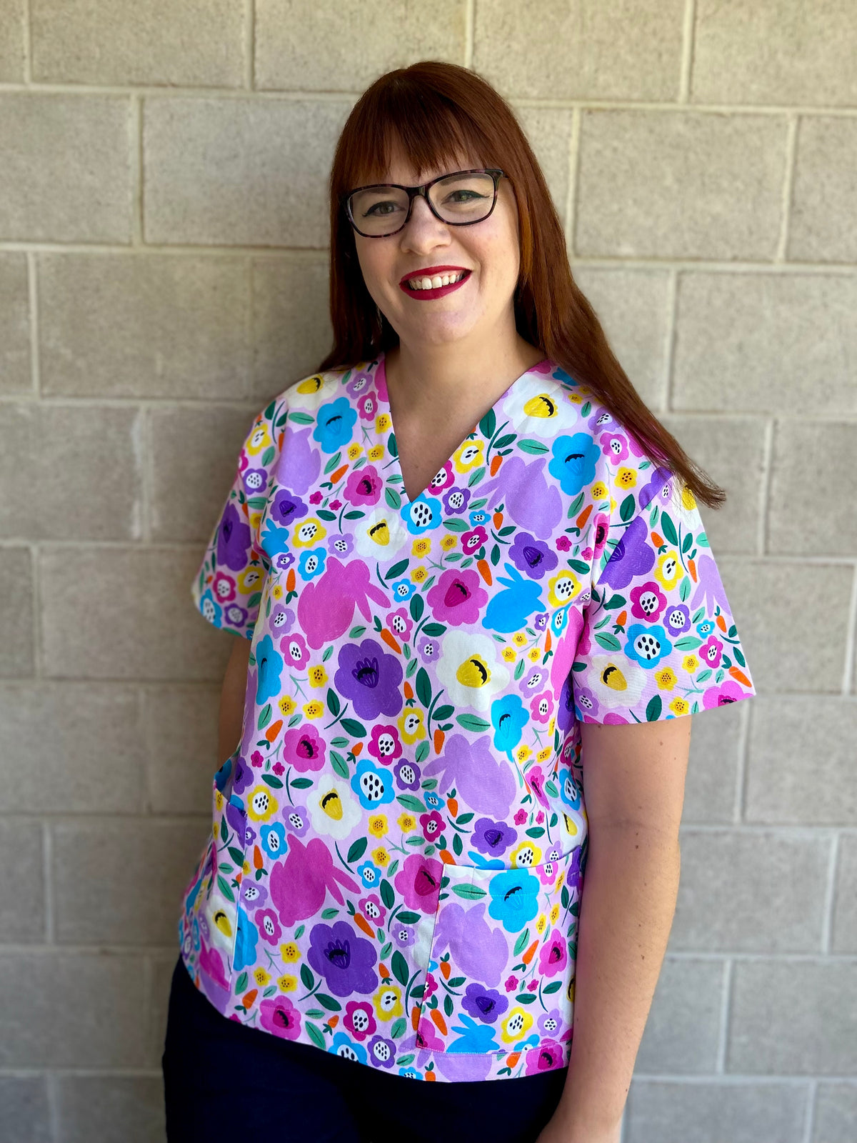 Spring bunnies scrub top