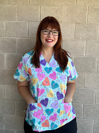 Galentines candy scrub top