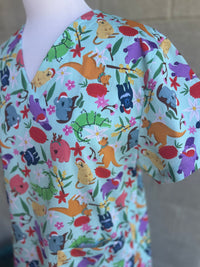 Aussie Christmas Animals Scrub Top (Pre-order)