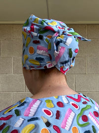 Party mix blue Scrub Cap (for long hair)