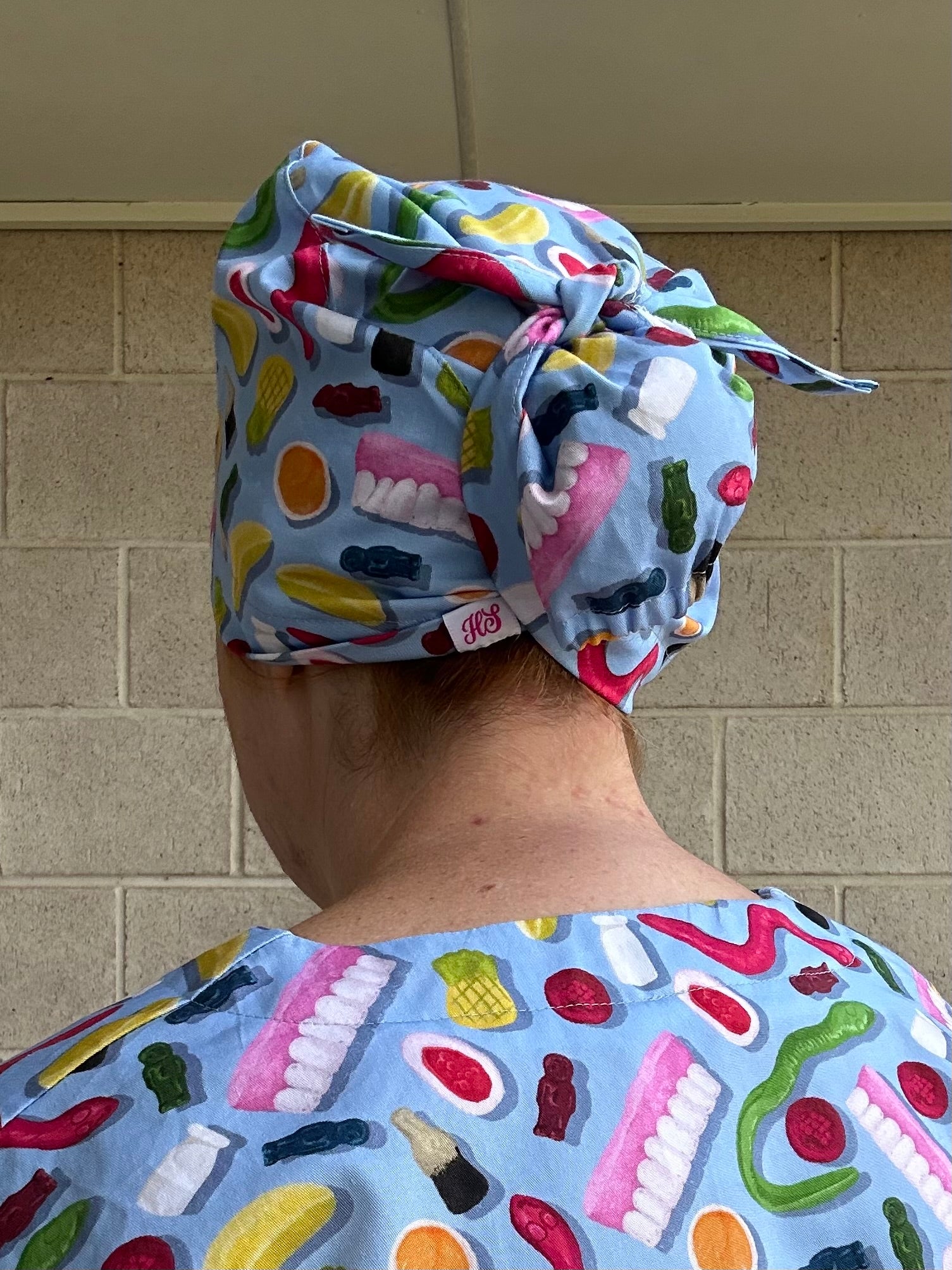 Party mix blue Scrub Cap (for long hair)