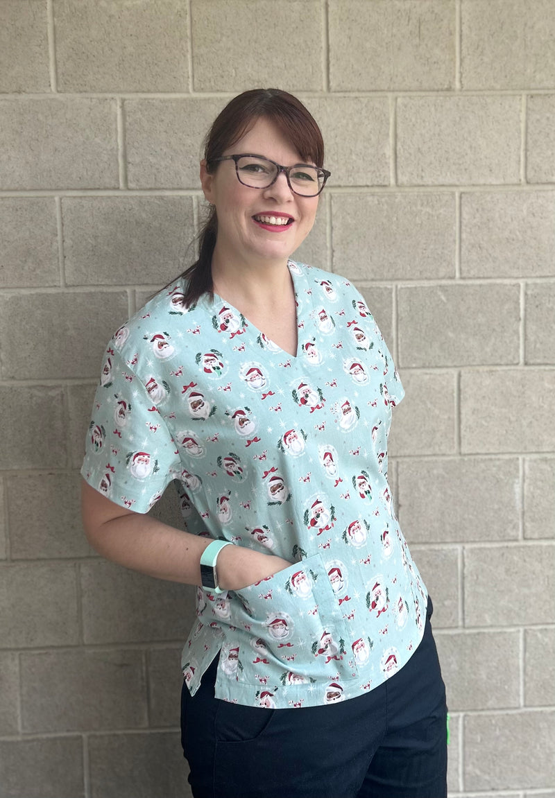 Mint Santa Scrub top