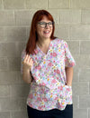 Easter Floral Scrub top