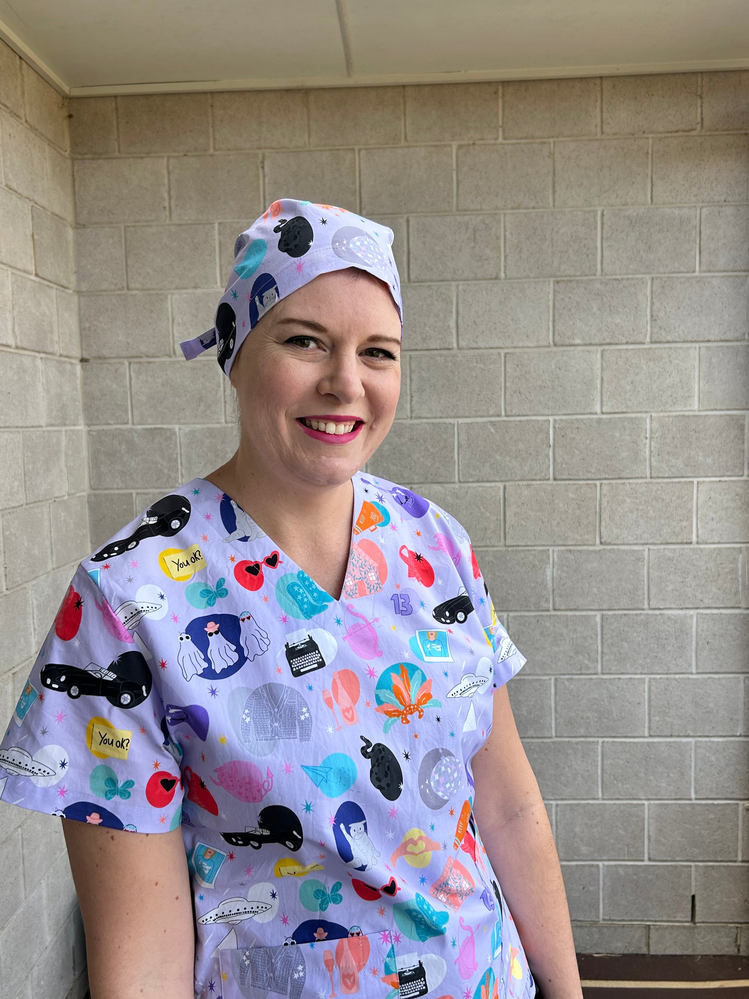 Eras purple Scrub Cap (for long hair)
