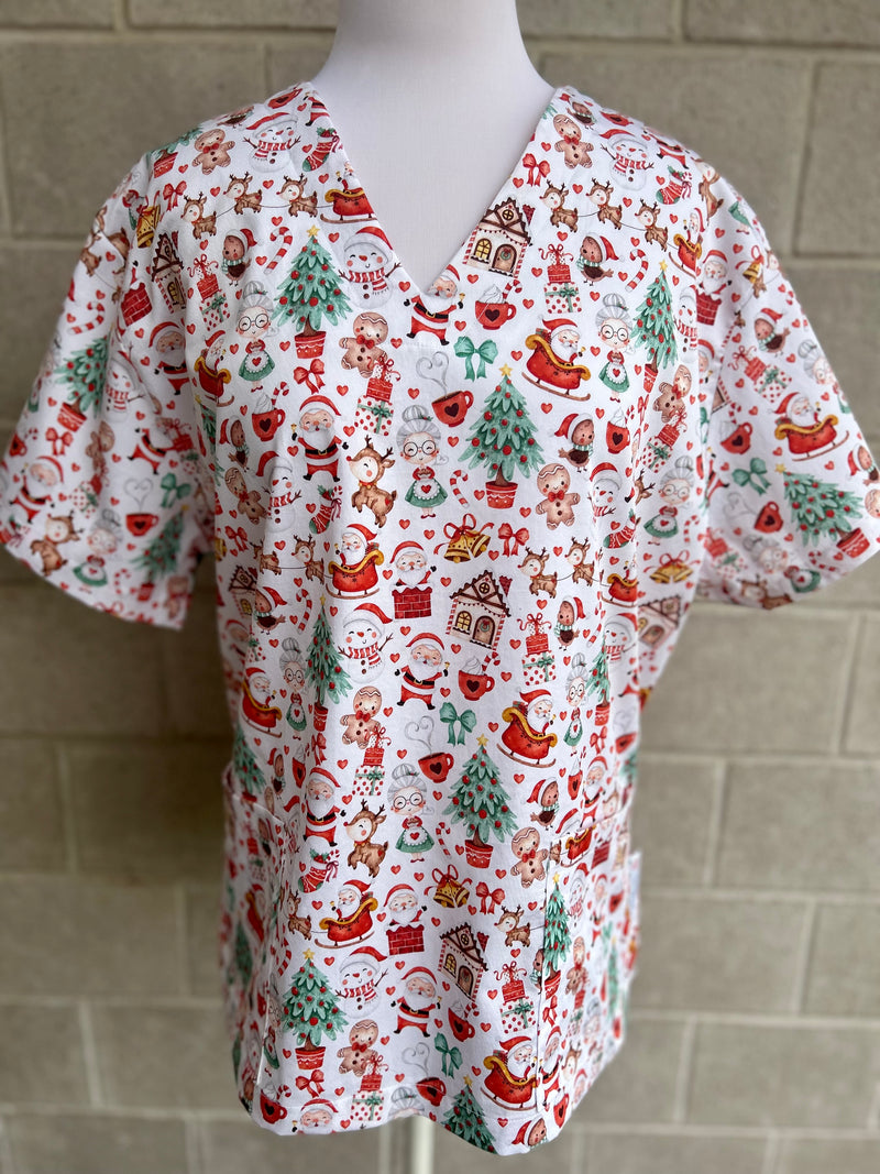 Sweet Christmas things scrub top (one left Size XS, S, M, L or XL only)