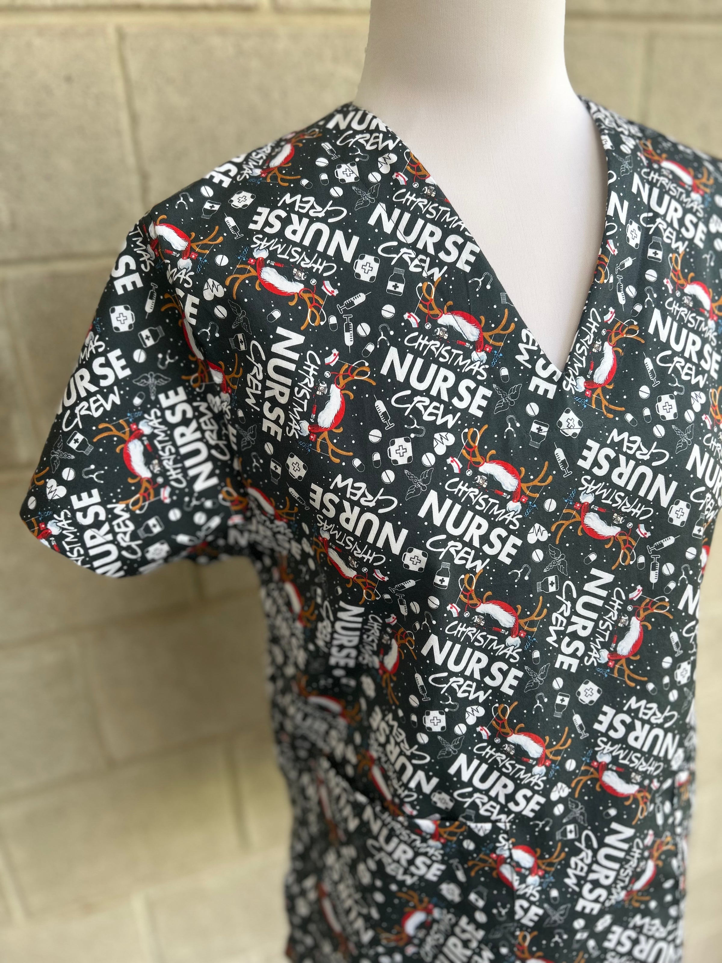 Christmas nurse crew scrub top