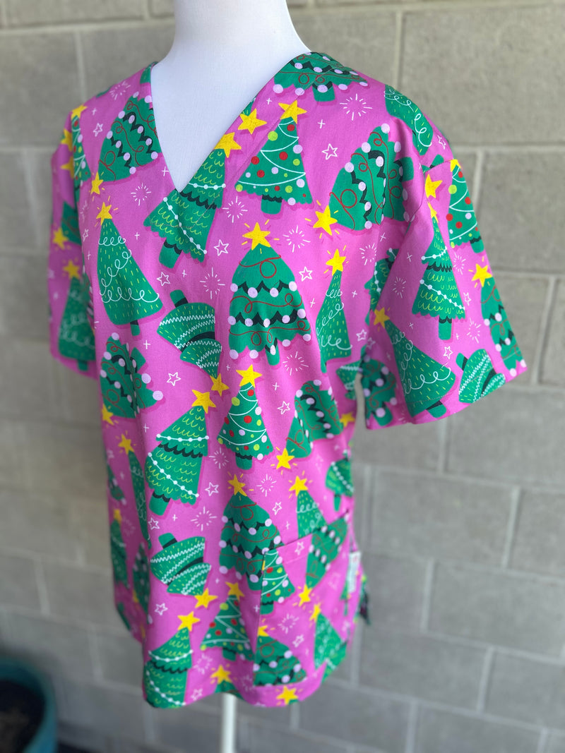 Christmas Trees scrub top