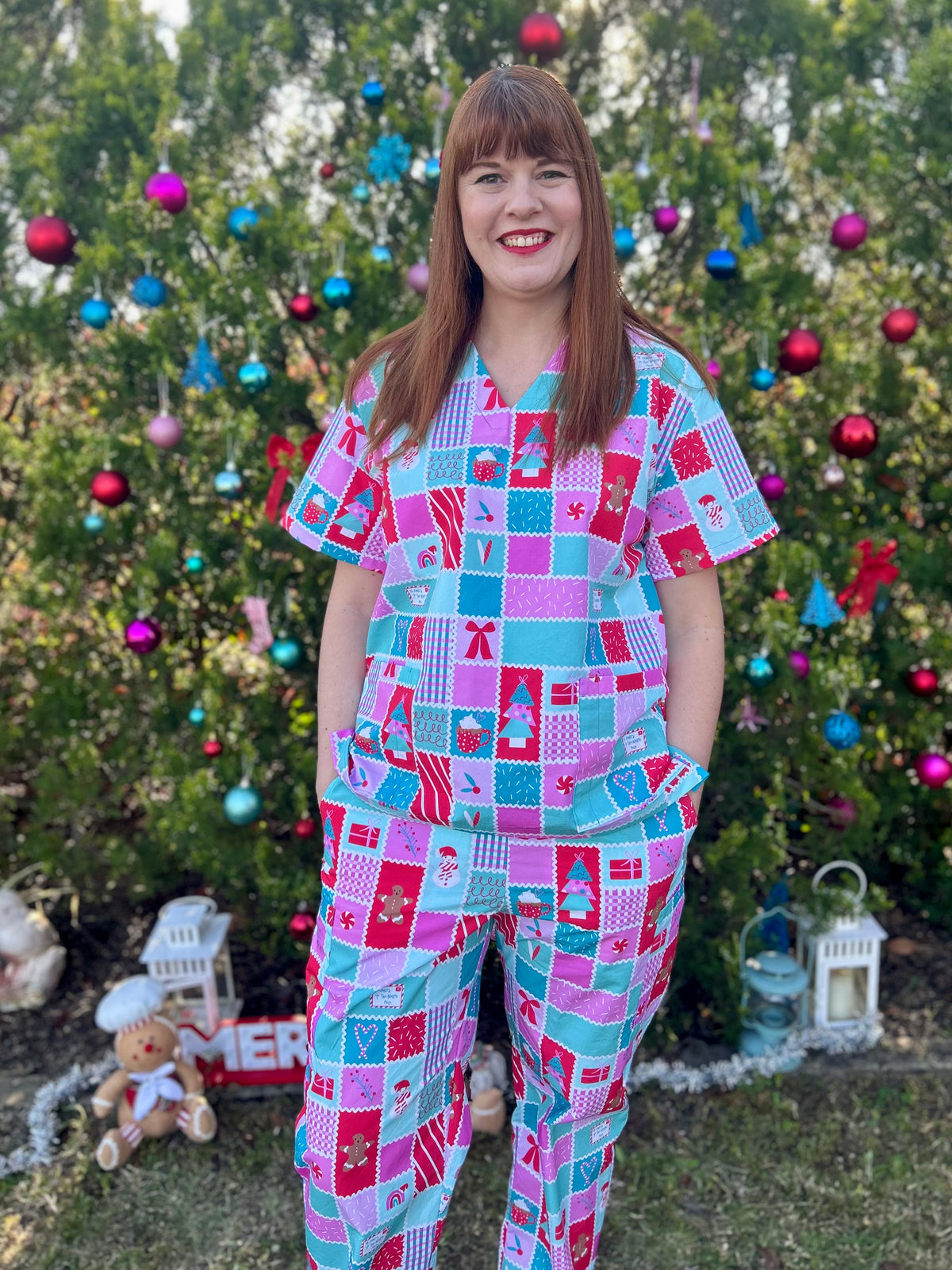 Christmas Quilt Scrub Set