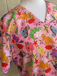 Aussie Christmas Animals Scrub Top (Pre-order)