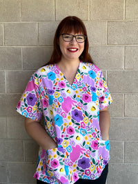 Spring bunnies scrub top (Ready made)