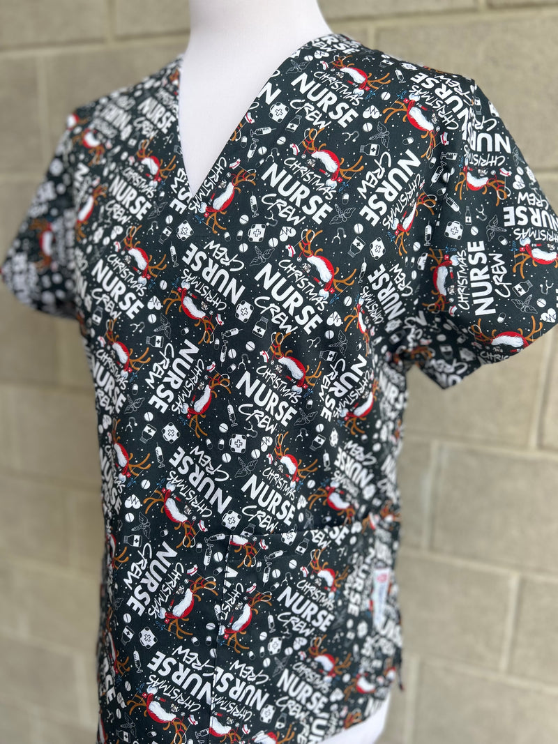 Christmas nurse crew scrub top