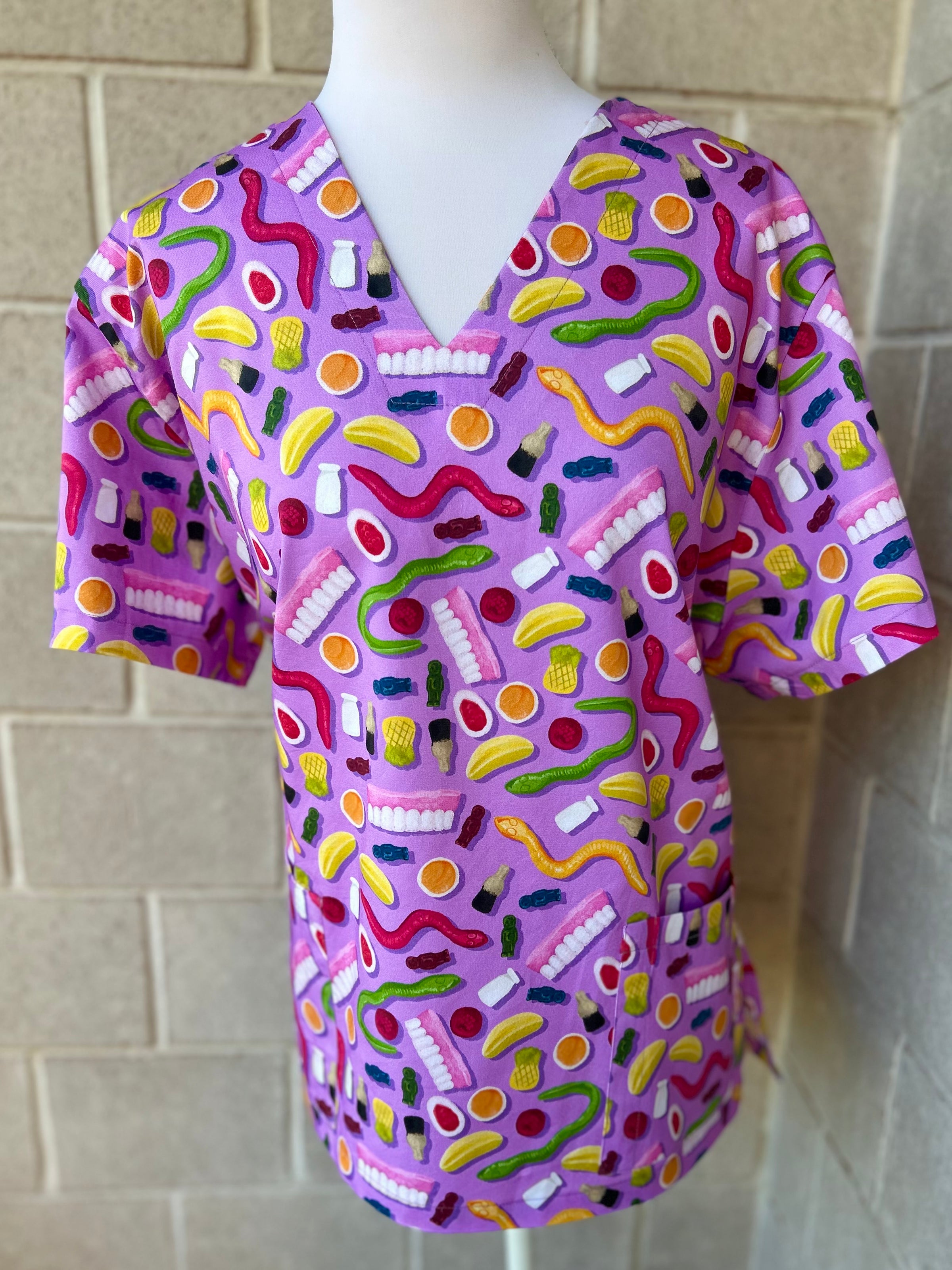 Party Mix Purple scrub top