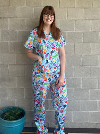 Aussie Christmas Animals scrub Set