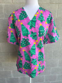 Christmas Trees scrub top