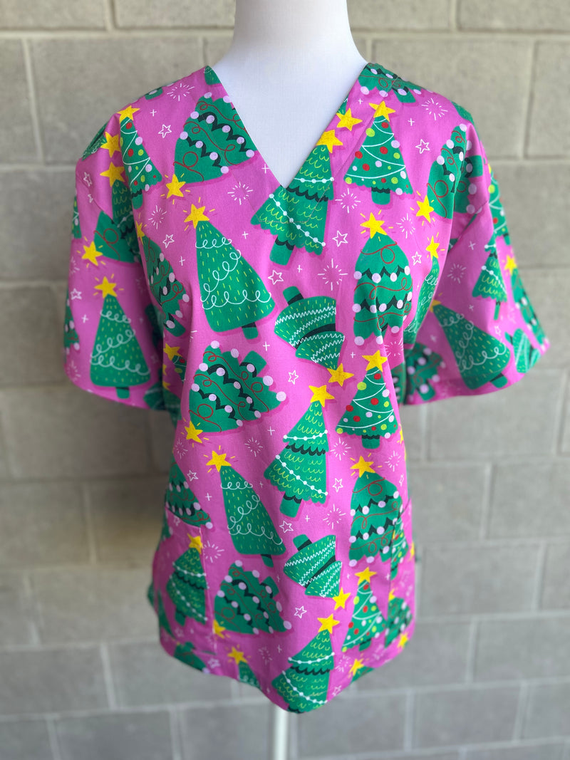 Christmas Trees scrub top