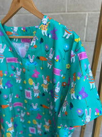 Easter egg hunt scrub top (one left: size XS-XL only)