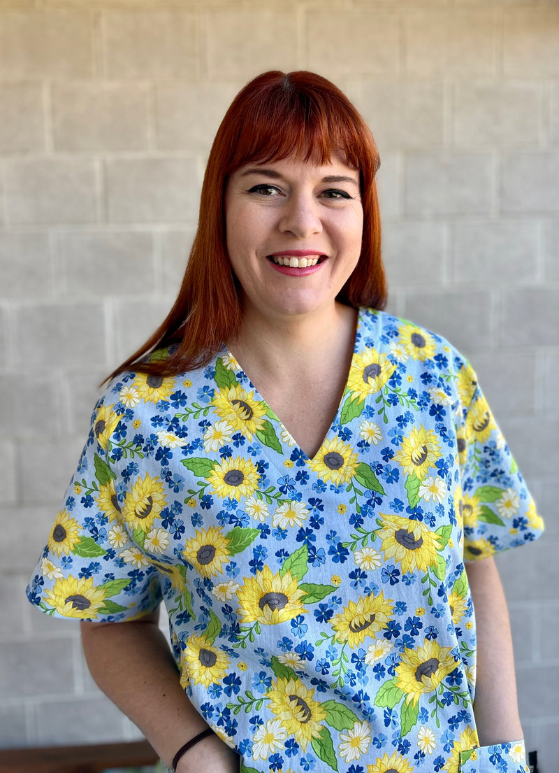 Sunflowers Scrub top