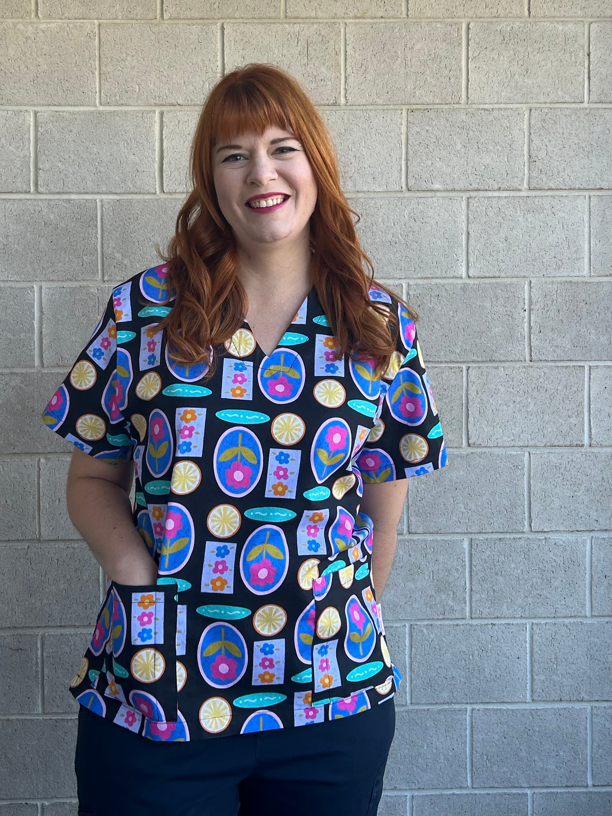 Floral Patch Scrub Top (Pre-order)