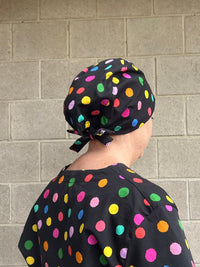 Polka pretty Scrub Cap (for long hair)