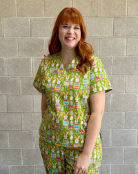 Jubilant Bunnies Egg hunt Scrub top
