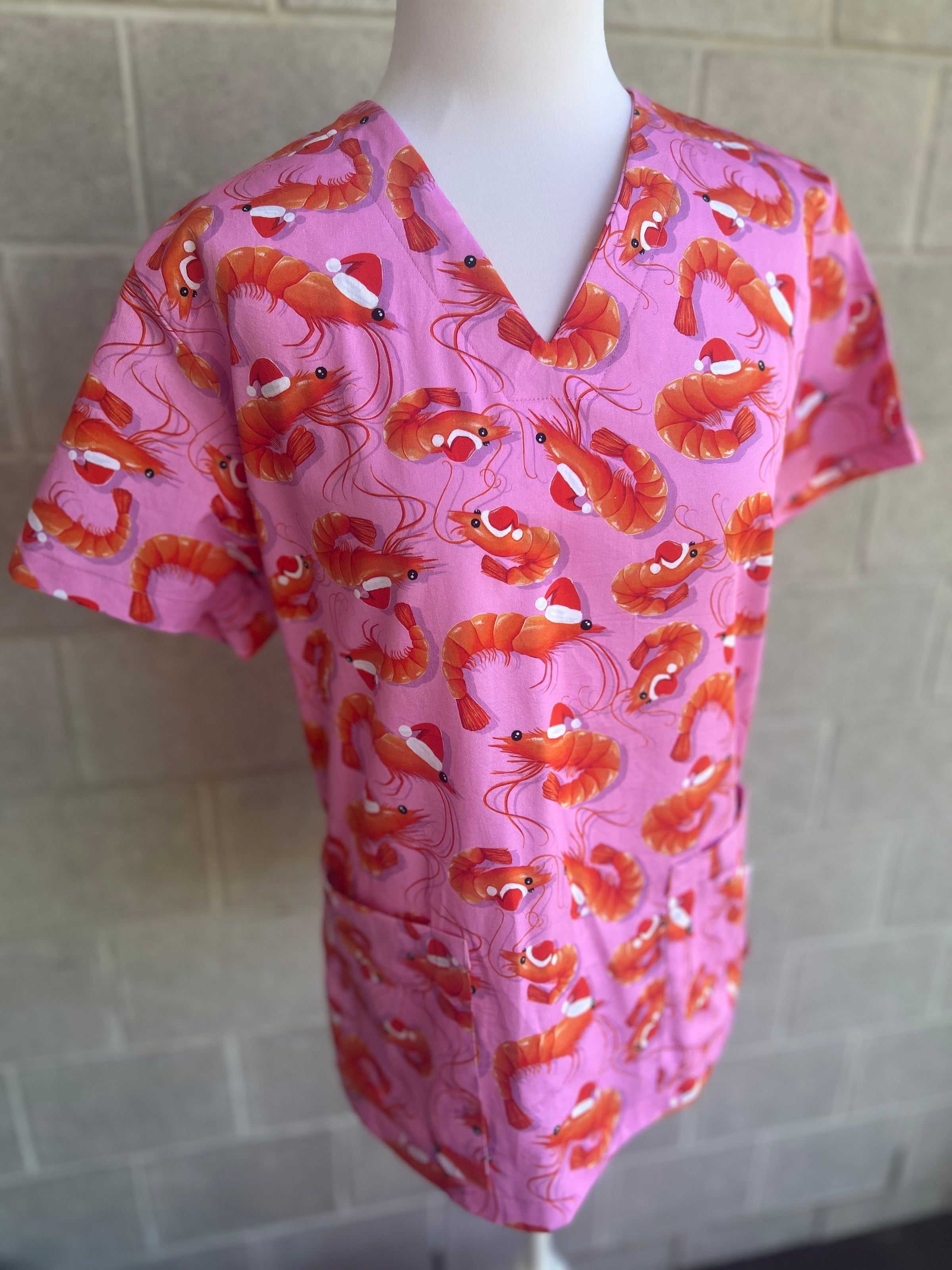 Christmas Prawns Scrub Top (Pre-order)