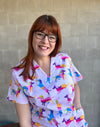 Dashy Daydream Scrub Top (XS or S only - other sizes available for pre-order)